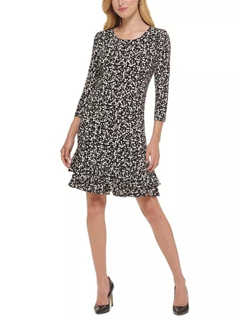 Tommy Hilfiger Women's Floral-Print Shift Dress with Ruffled Hem. Size 14.
